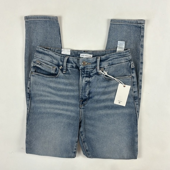 Good American Good Legs Destroyed Skinny Leg Ankle Cropped Designer Jeans - Picture 2 of 16